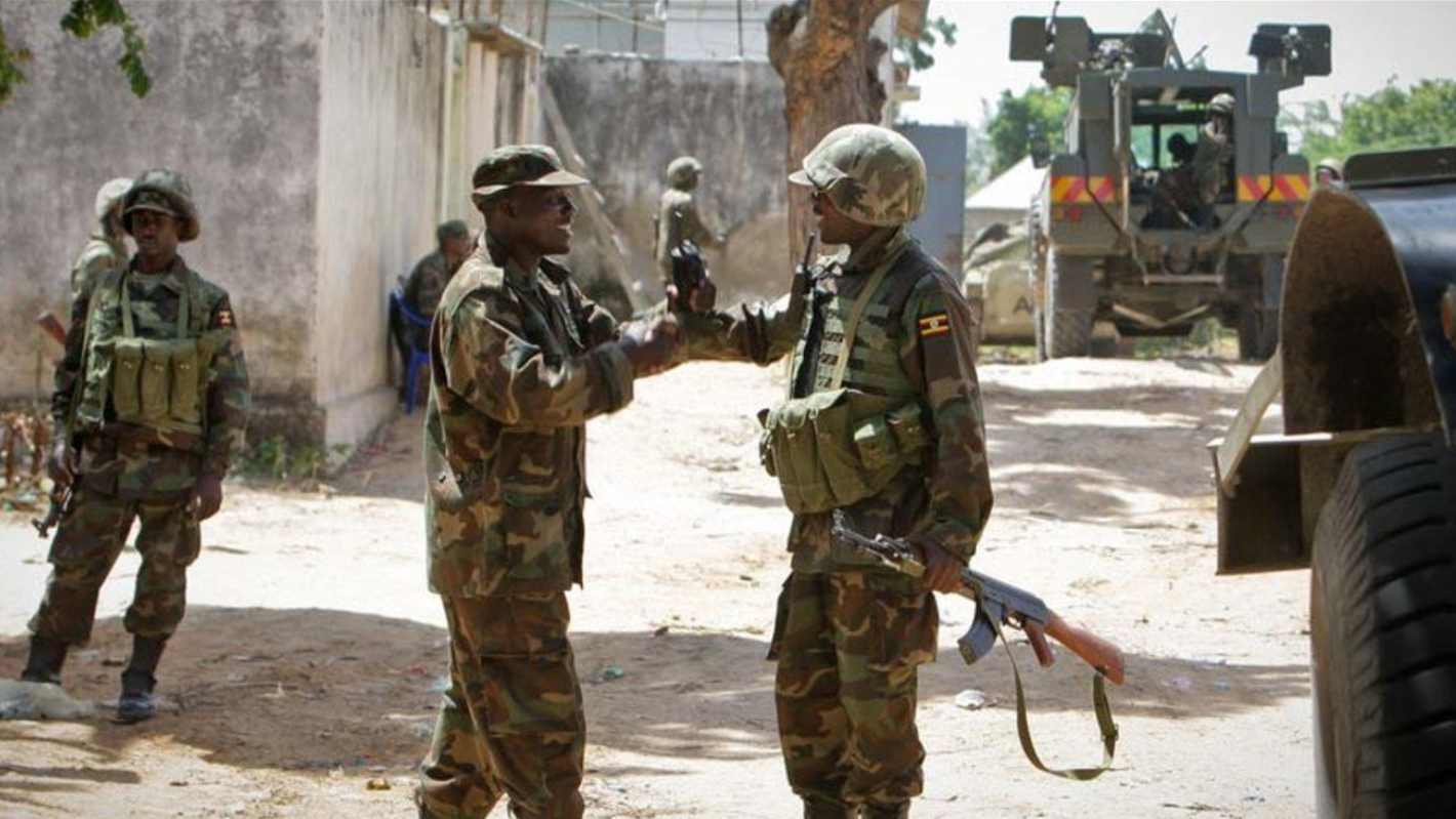 Ugandan soldiers serving with the African Union Mission in Somalia (AMISOM).