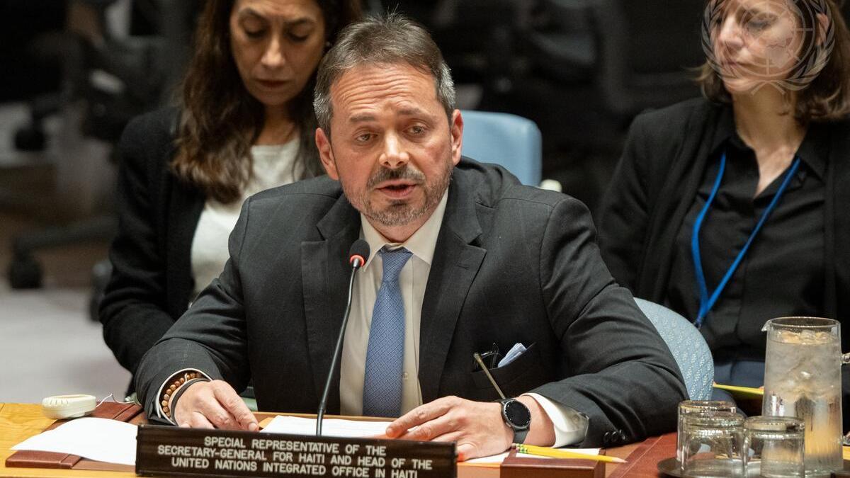 Carlos Ruiz Massieu, Special Representative of the Secretary-General for Haiti and Head of the United Nations Integrated Office in Haiti, briefs the Security Council meeting on the question concerning Haiti and the United Nations Integrated Office in Haiti.