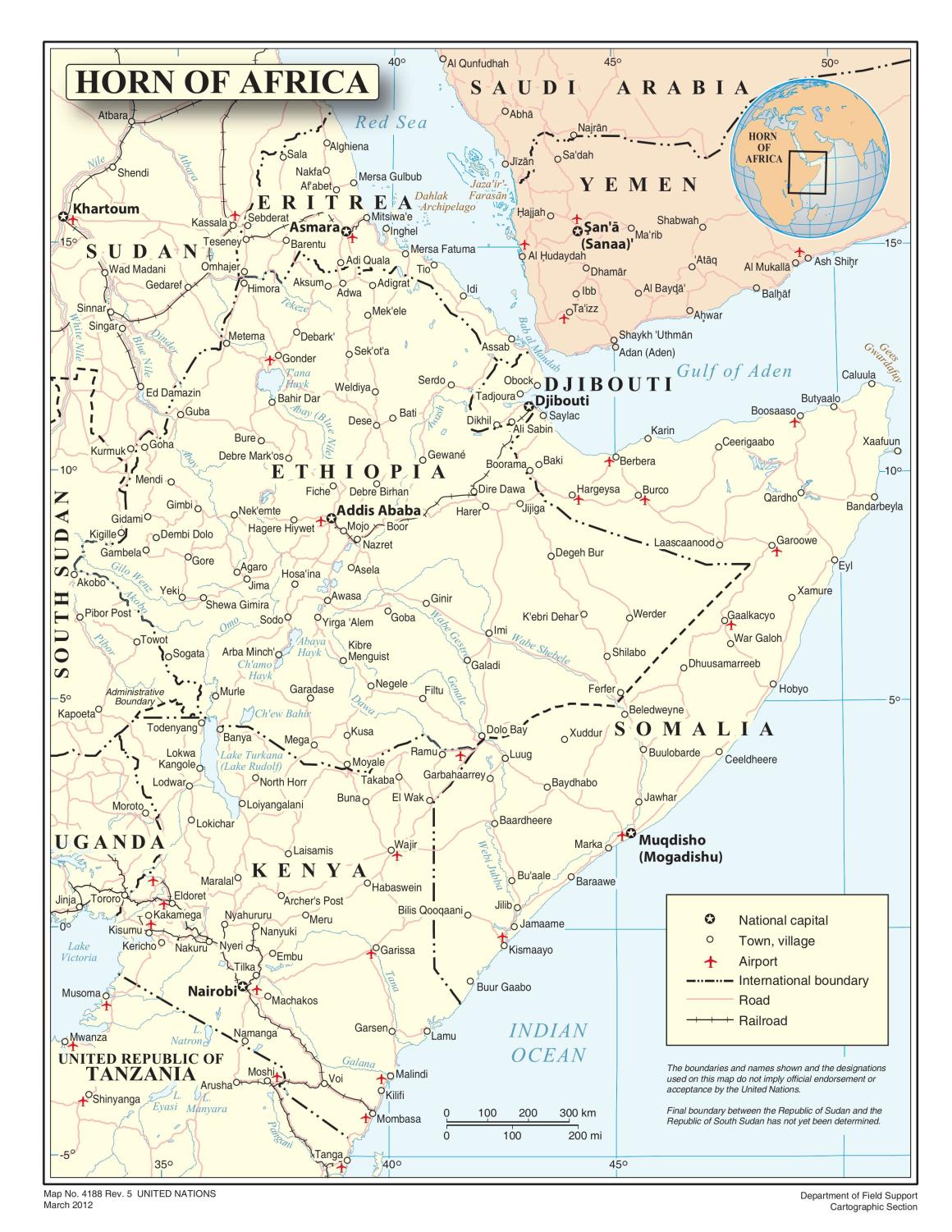 Map of the Horn of Africa